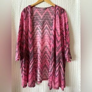 Catherine’s Women’s Open 3/4 Cardigan Pink-Multi Color